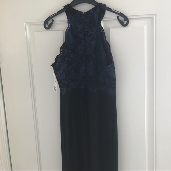 LAST DAYS Morgan & Co Long Black/Blue Gown - Picture 5 of 7